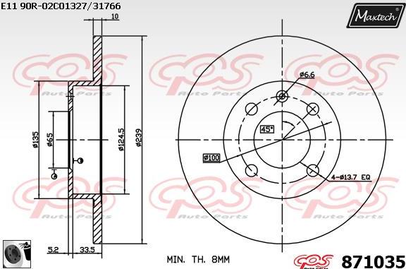 Maxtech 72954018 - Virzulis, Bremžu suports autodraugiem.lv