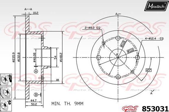 Maxtech 72954019 - Virzulis, Bremžu suports autodraugiem.lv