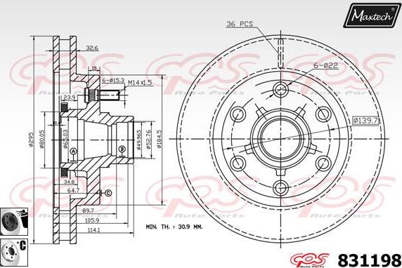 Maxtech 72954071 - Virzulis, Bremžu suports autodraugiem.lv