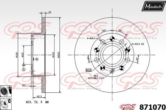 Maxtech 72952003 - Virzulis, Bremžu suports autodraugiem.lv