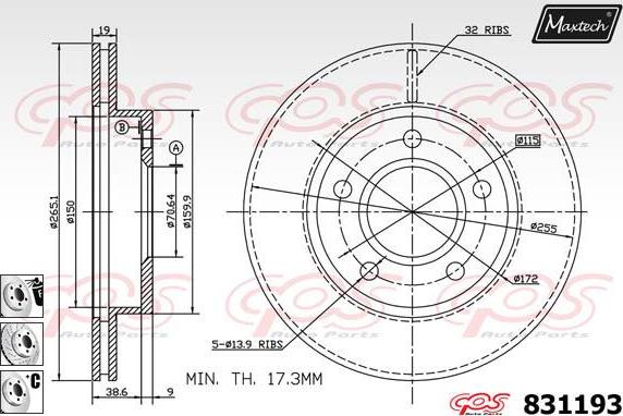 Maxtech 72957044 - Virzulis, Bremžu suports autodraugiem.lv