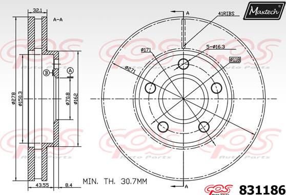 Maxtech 72957050 - Virzulis, Bremžu suports autodraugiem.lv