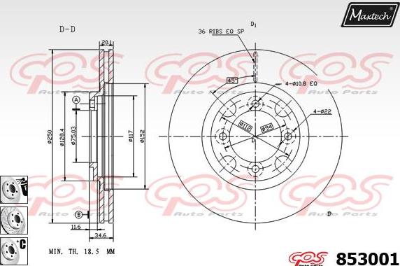 Maxtech 72957019 - Virzulis, Bremžu suports autodraugiem.lv