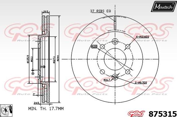 Maxtech 72960004 - Virzulis, Bremžu suports autodraugiem.lv