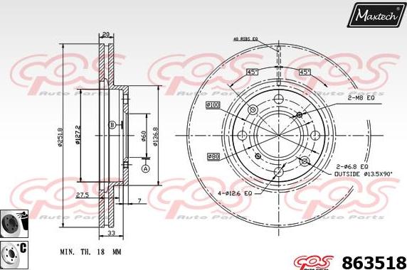 Maxtech 72961001 - Virzulis, Bremžu suports autodraugiem.lv