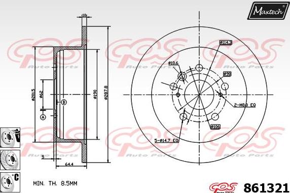 Maxtech 72934003 - Virzulis, Bremžu suports autodraugiem.lv