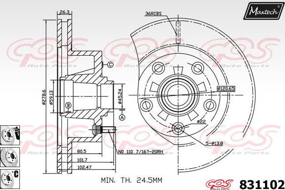 Maxtech 72935016 - Virzulis, Bremžu suports autodraugiem.lv