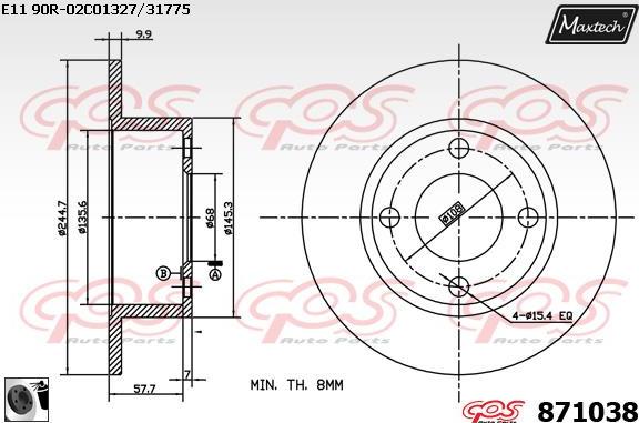 Maxtech 72936013 - Virzulis, Bremžu suports autodraugiem.lv