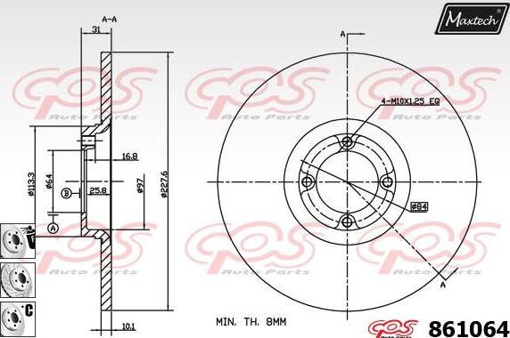 Maxtech 72936017 - Virzulis, Bremžu suports autodraugiem.lv