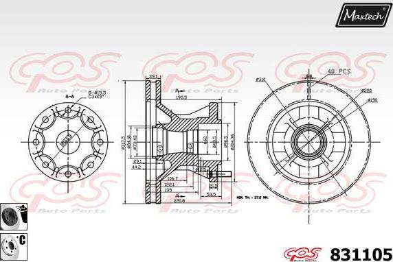 Maxtech 72936034 - Virzulis, Bremžu suports autodraugiem.lv