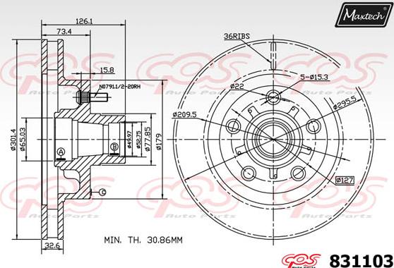 Maxtech 72936030 - Virzulis, Bremžu suports autodraugiem.lv