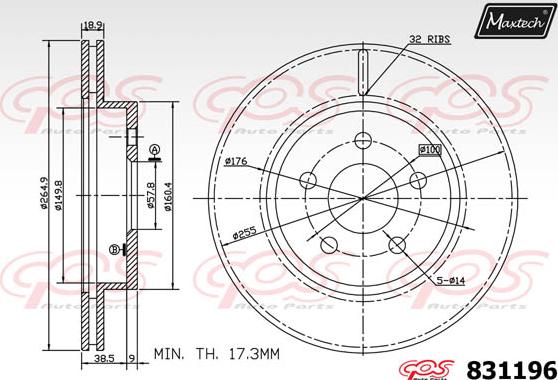 Maxtech 72938053 - Virzulis, Bremžu suports autodraugiem.lv