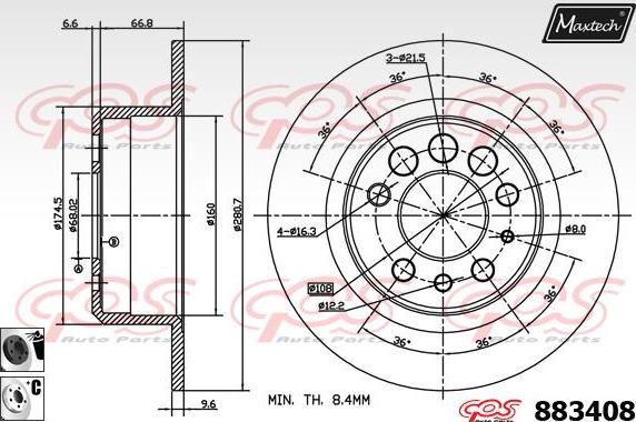 Maxtech 72938052 - Virzulis, Bremžu suports autodraugiem.lv