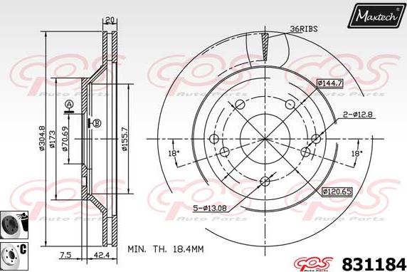 Maxtech 72938064 - Virzulis, Bremžu suports autodraugiem.lv