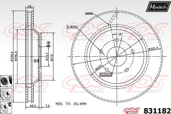 Maxtech 72938060 - Virzulis, Bremžu suports autodraugiem.lv