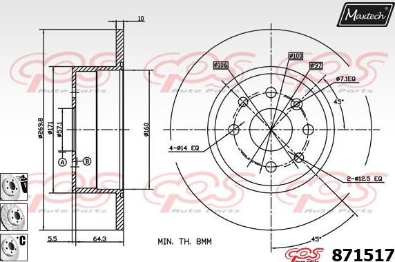 Maxtech 72938005P - Virzulis, Bremžu suports autodraugiem.lv