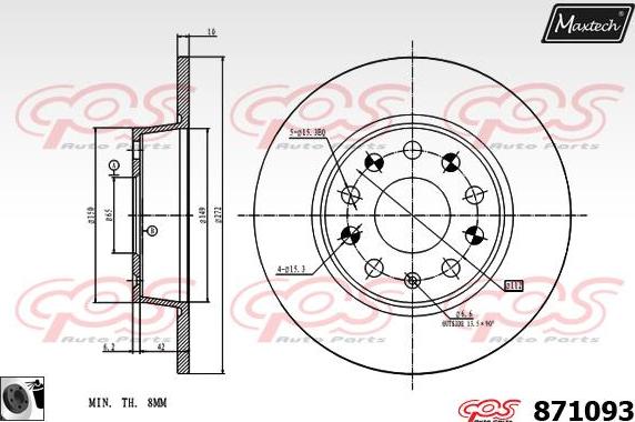 Maxtech 72938016 - Virzulis, Bremžu suports autodraugiem.lv