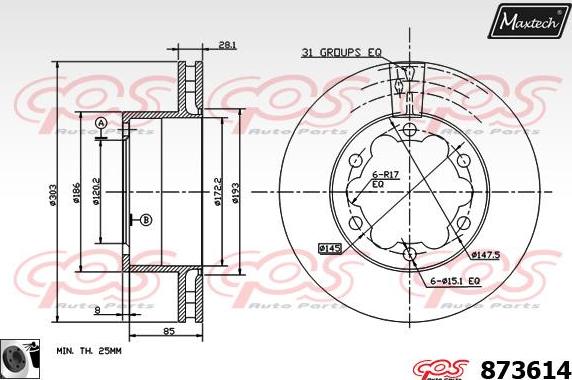 Maxtech 72927001 - Virzulis, Bremžu suports autodraugiem.lv