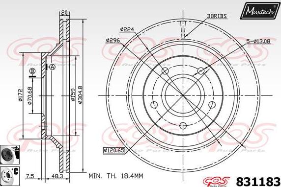 Maxtech 72718013 - Regulējošais elements, Stāvbremžu sistēmas bremžu suports autodraugiem.lv