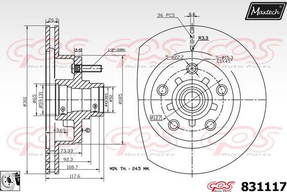 Maxtech 72718025 - Regulējošais elements, Stāvbremžu sistēmas bremžu suports autodraugiem.lv