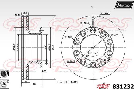 Maxtech 72718026 - Regulējošais elements, Stāvbremžu sistēmas bremžu suports autodraugiem.lv