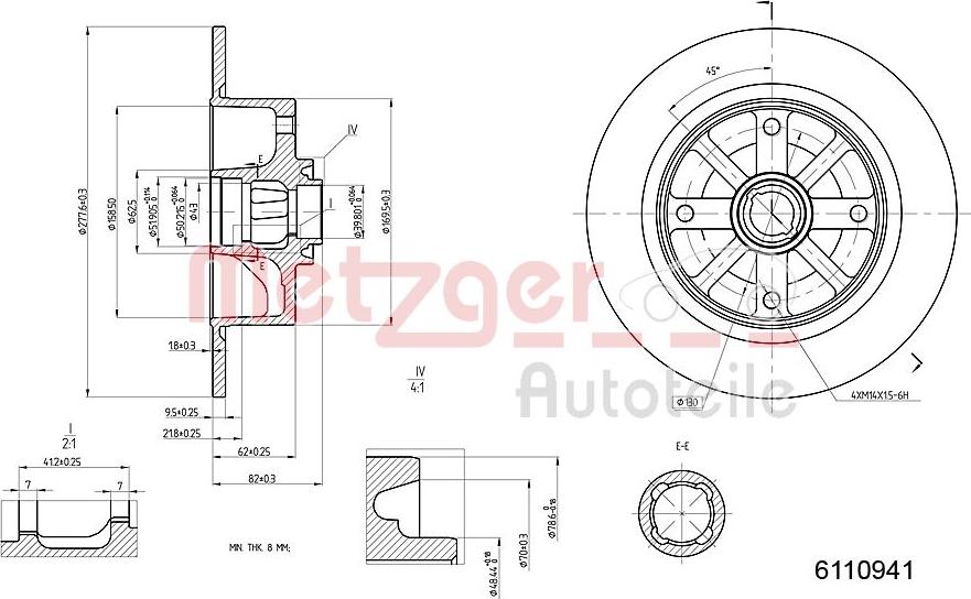 Metzger 6110941 - Bremžu diski autodraugiem.lv