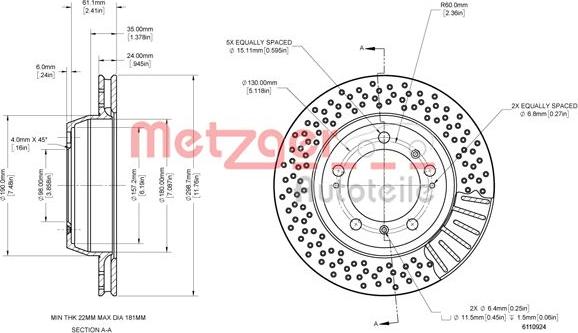 Metzger 6110924 - Bremžu diski autodraugiem.lv