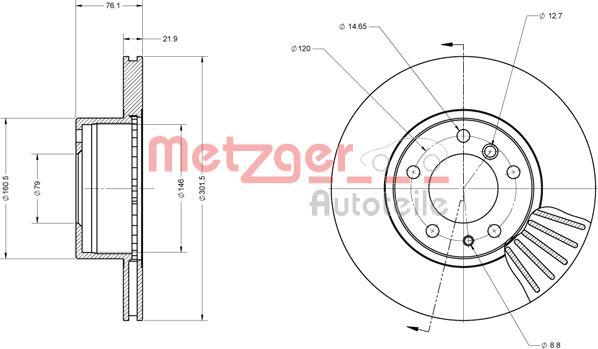 Metzger 6110461 - Bremžu diski autodraugiem.lv