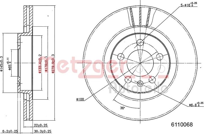 Metzger 6110068 - Bremžu diski autodraugiem.lv