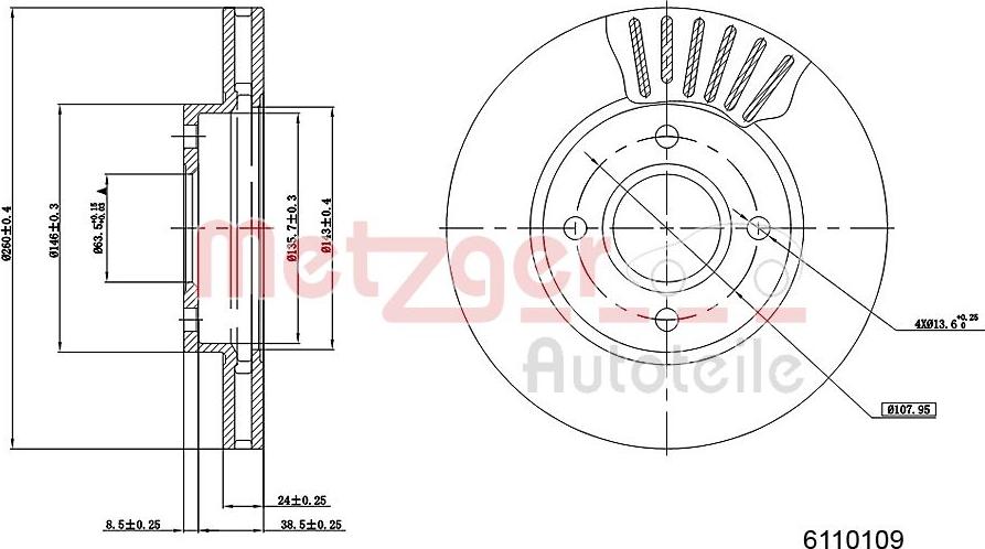 Metzger 6110109 - Bremžu diski autodraugiem.lv