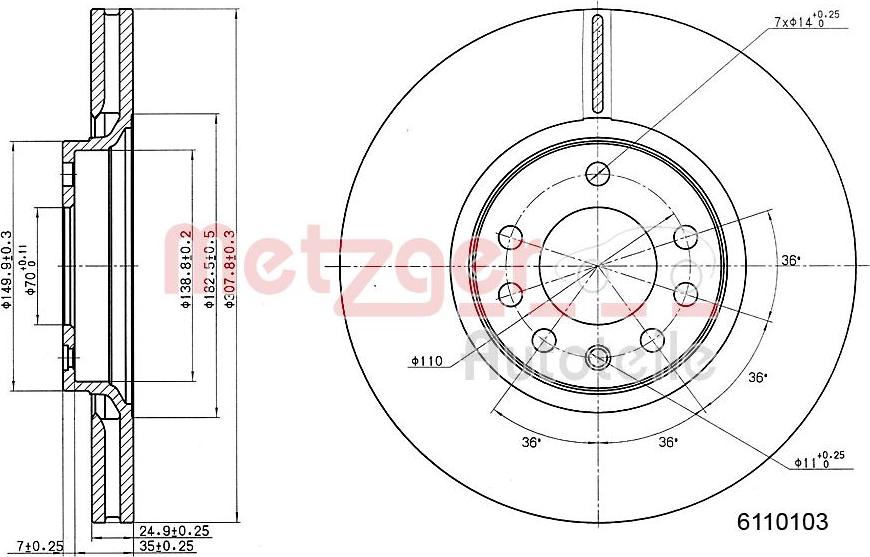 Metzger 6110103 - Bremžu diski autodraugiem.lv