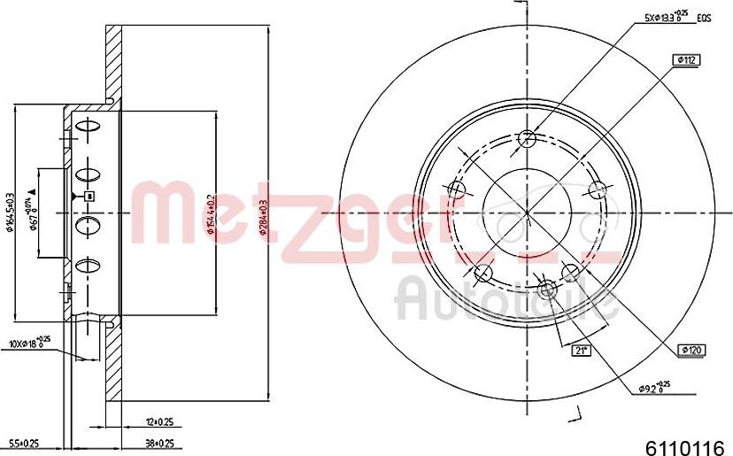 Metzger 6110116 - Bremžu diski autodraugiem.lv