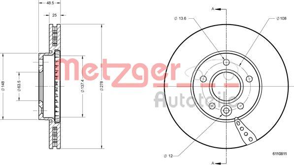 Metzger 6110811 - Bremžu diski autodraugiem.lv
