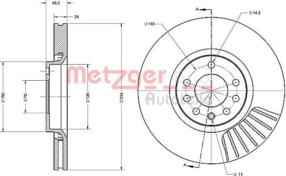 Metzger 6110251 - Bremžu diski autodraugiem.lv