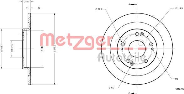 Metzger 6110790 - Bremžu diski autodraugiem.lv