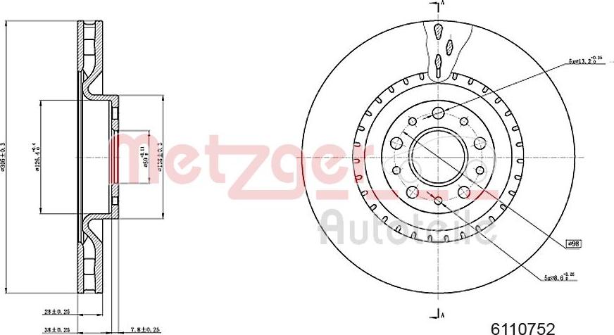 Metzger 6110752 - Bremžu diski autodraugiem.lv