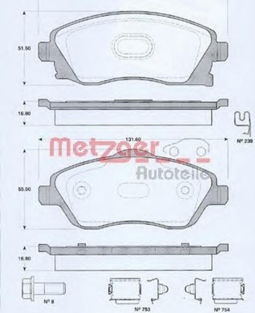 Metzger 077460 - Bremžu uzliku kompl., Disku bremzes autodraugiem.lv