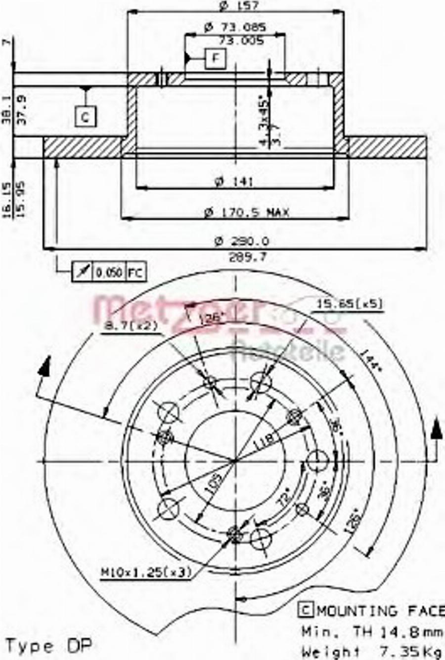 Metzger 14081 E - Bremžu diski autodraugiem.lv