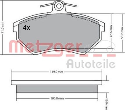 Metzger 1170095 - Bremžu uzliku kompl., Disku bremzes autodraugiem.lv