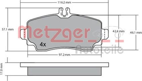 Metzger 1170041 - Bremžu uzliku kompl., Disku bremzes autodraugiem.lv