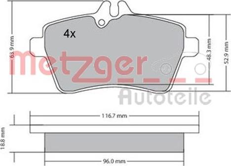 Metzger 1170053 - Bremžu uzliku kompl., Disku bremzes autodraugiem.lv