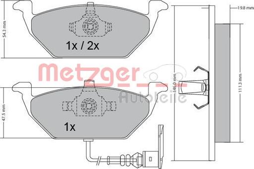 Metzger 1170002 - Bremžu uzliku kompl., Disku bremzes autodraugiem.lv