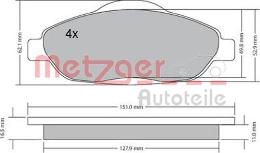 Metzger 1170194 - Bremžu uzliku kompl., Disku bremzes autodraugiem.lv