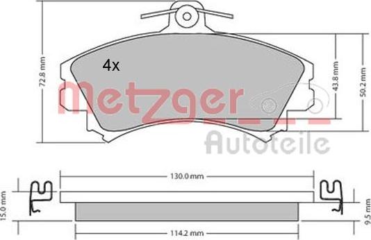 Metzger 1170143 - Bremžu uzliku kompl., Disku bremzes autodraugiem.lv