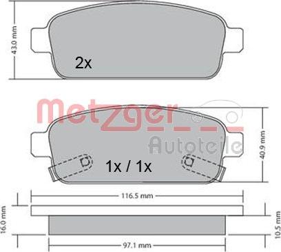 Metzger 1170164 - Bremžu uzliku kompl., Disku bremzes autodraugiem.lv