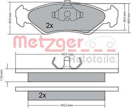 Metzger 1170181 - Bremžu uzliku kompl., Disku bremzes autodraugiem.lv