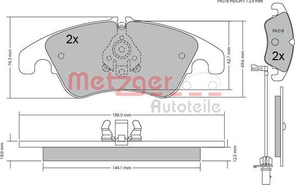 Metzger 1170127 - Bremžu uzliku kompl., Disku bremzes autodraugiem.lv
