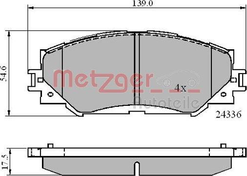 Metzger 1170873 - Bremžu uzliku kompl., Disku bremzes autodraugiem.lv