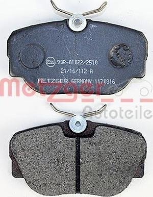 Metzger 1170316 - Bremžu uzliku kompl., Disku bremzes autodraugiem.lv