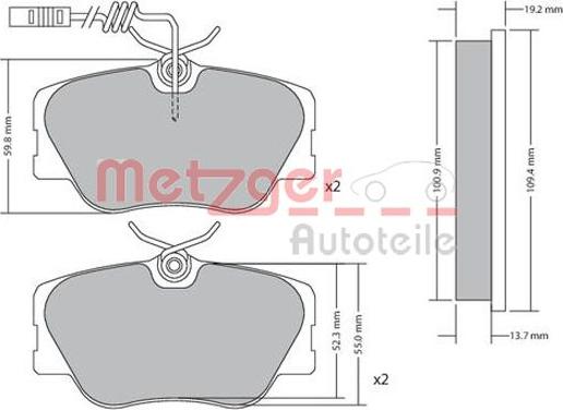 Metzger 1170258 - Bremžu uzliku kompl., Disku bremzes autodraugiem.lv